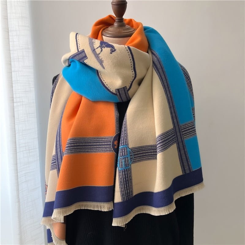 Warm Winter Scarf Cashmere Women Pashmina Design Print Shawls Wrap Female Thick Blanket Soft Bufanda Stoles 2023 Fashion