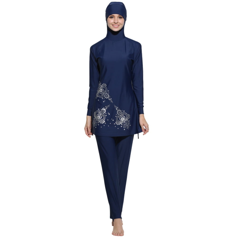 Women Muslim Swimwear Arab Islamic Wear 2 Pieces Muslim Swimsuit With Cap Striped High Quality Muslim Bathing Suit