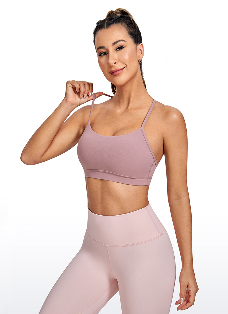  Butterluxe Mini Bra For Women - Scoop Neck Low Impact  Wireless Sports Bra Yoga Cami Padded Workout Bra Tan Milkshake Large