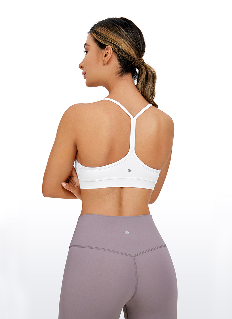 Womens Butterluxe Y-Back Racerback Sports Bra - Thin Straps Scoop Neck  Athletic Padded Yoga Bra 