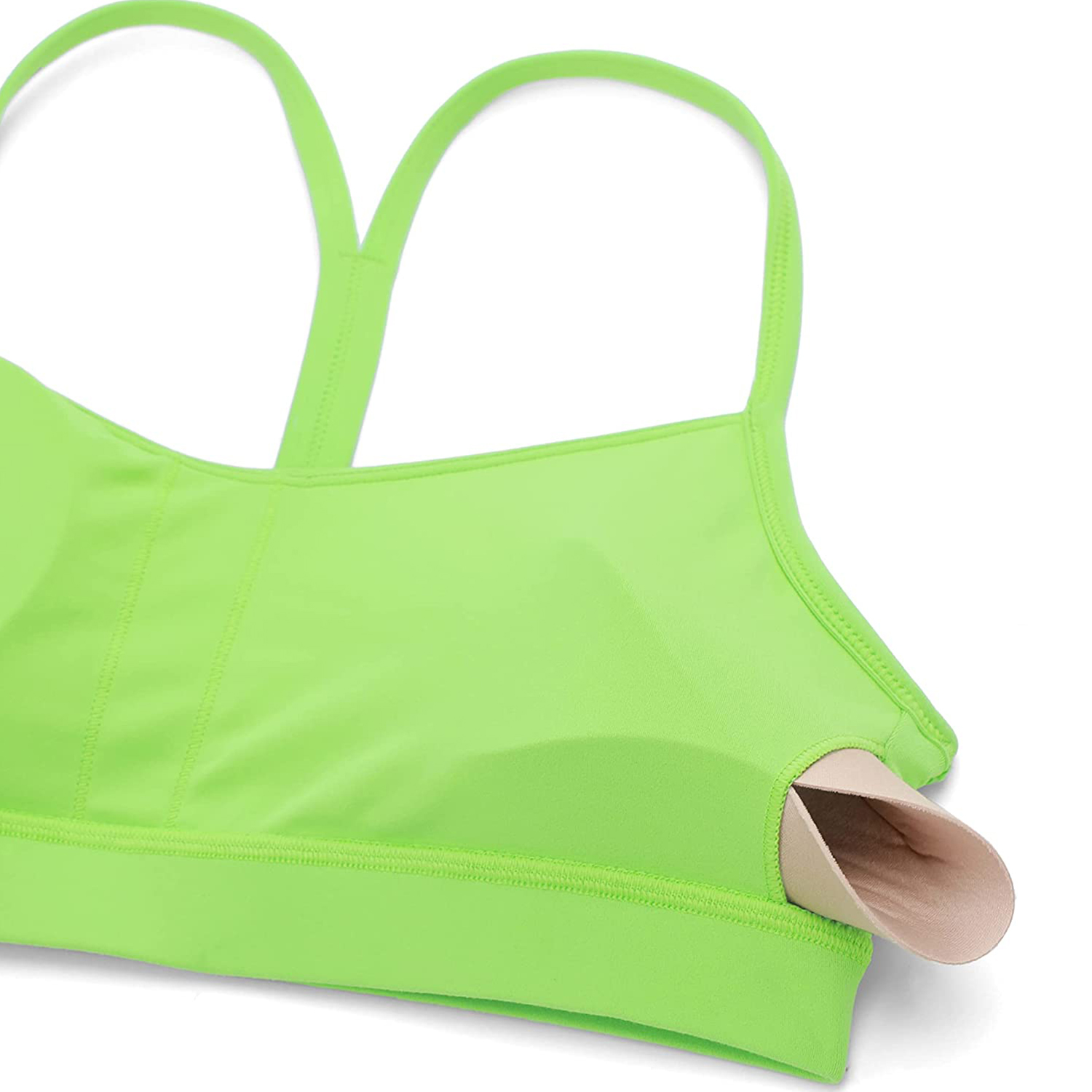 Yogalicious 2 Pack Seamless V-neck Sports Bra - Green Milieu/white