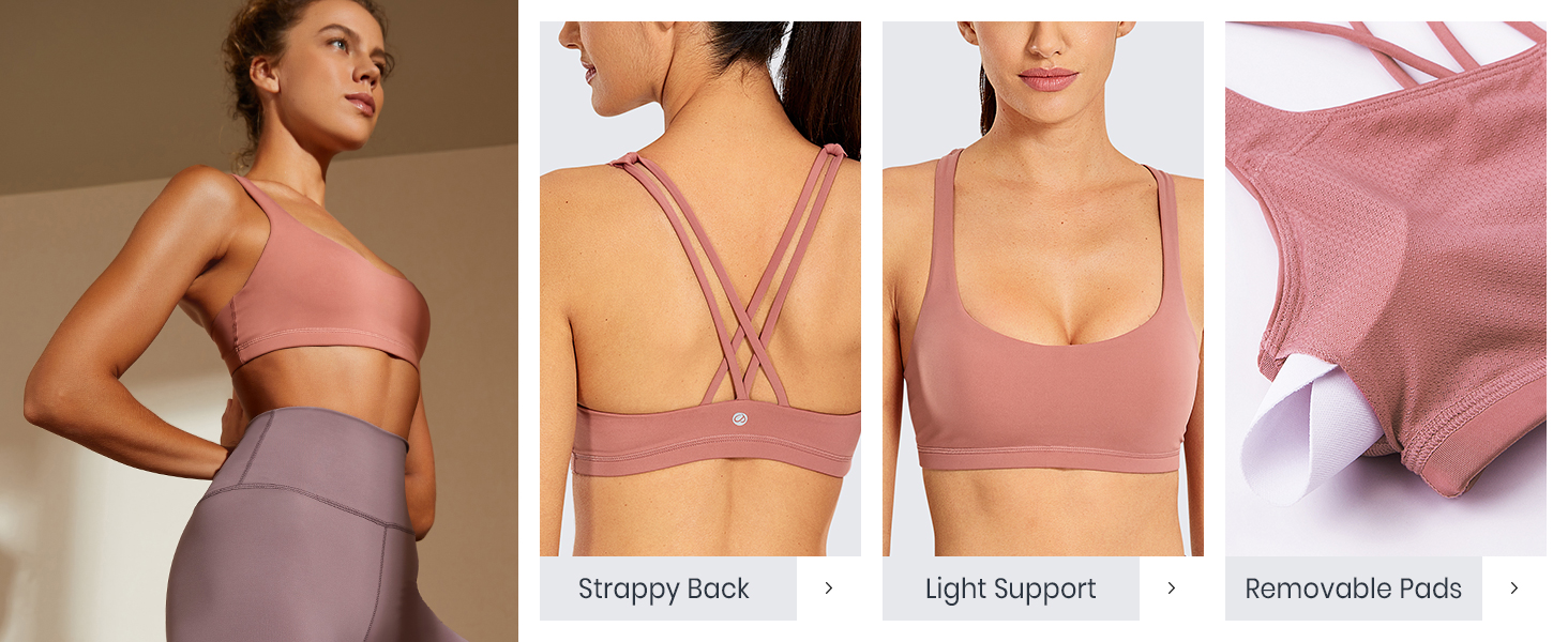 CRZ YOGA Women's Light Support Cross Back Wirefree Removable