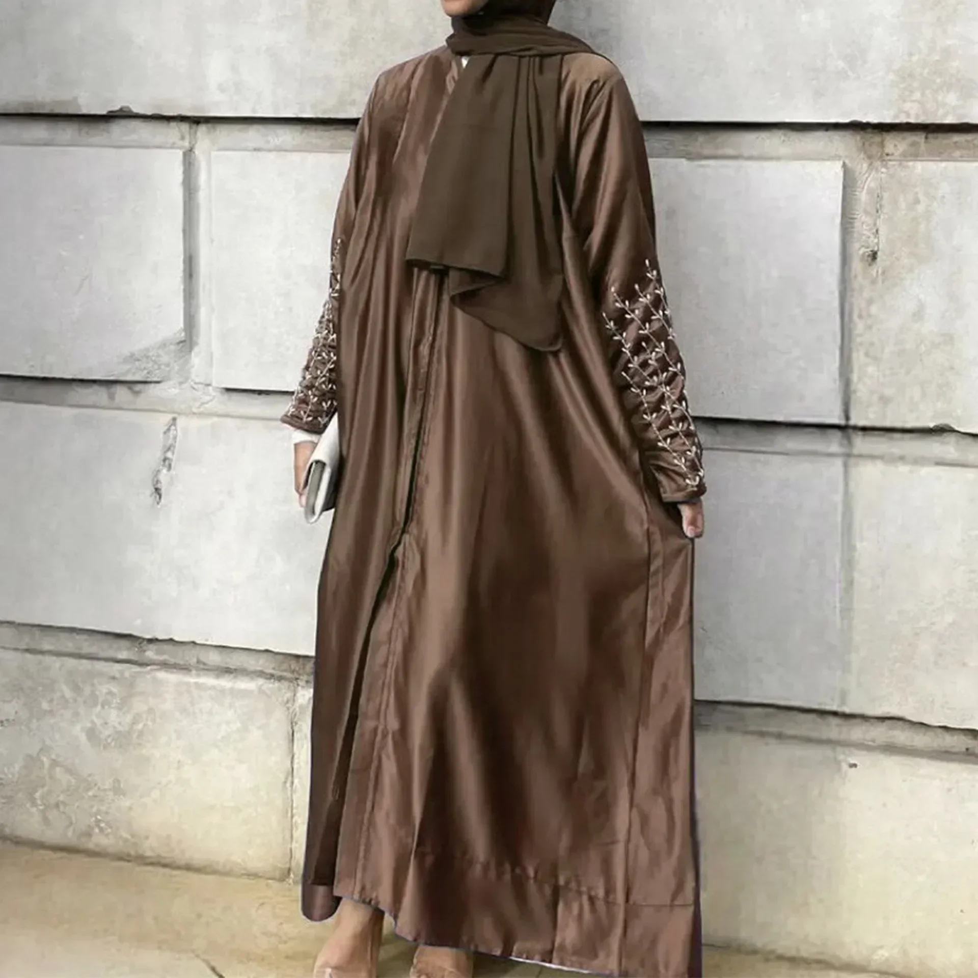 Summer Open Abaya Kimono Dubai Party Kaftan Solid Beaded Muslim Fashion Hijab Dress Abayas for Women Turkey Islam Modest Outfit