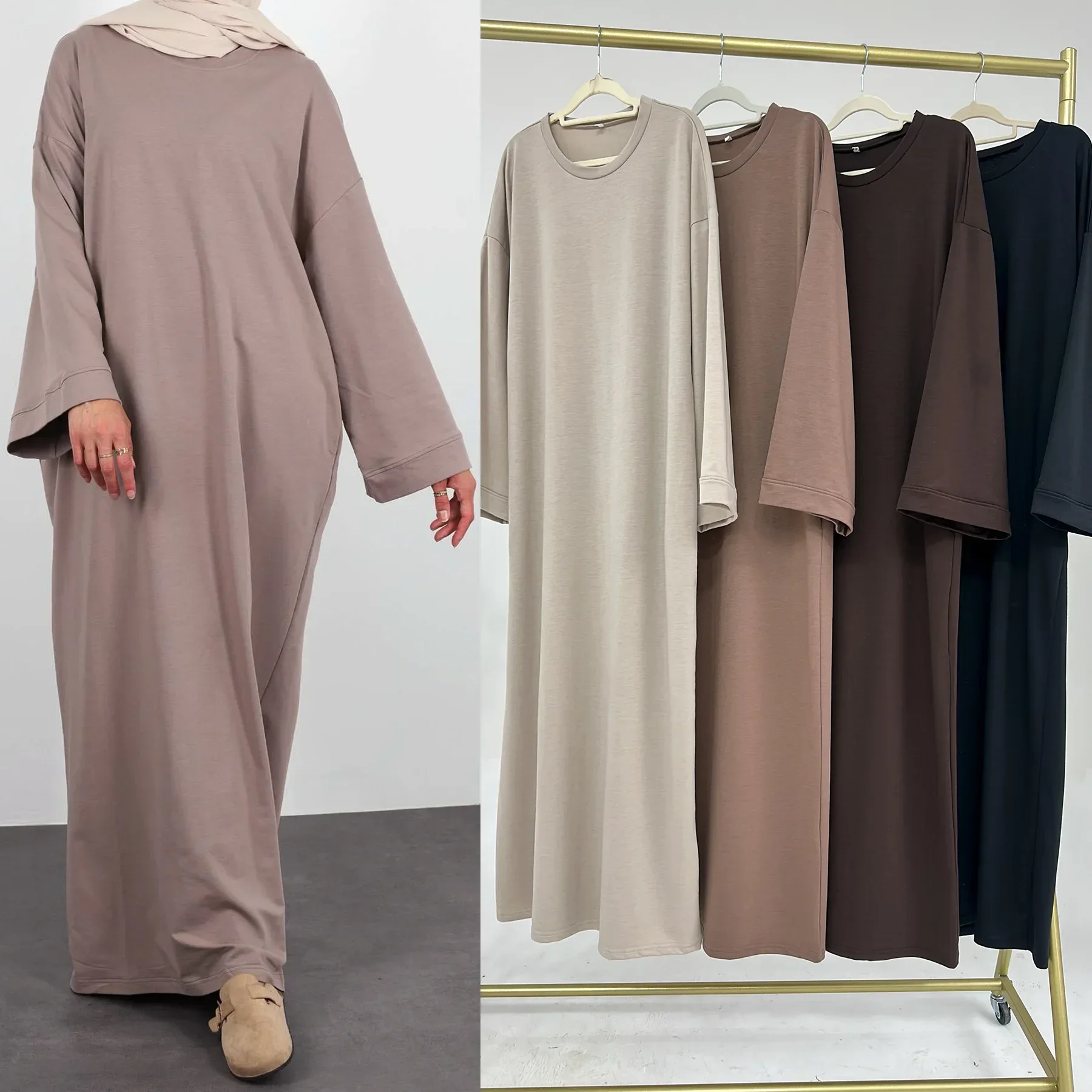 Sweatshirt Abaya Long Dress Women Muslim Daily Wear Plain Simple Islamic Clothing Ramadan Dubai Turkey Casual Hijab Robe Outfits Sweatshirt Abaya Long Dress Women Muslim Daily Wear Plain Simple Islamic Clothing Ramadan Dubai Turkey Casual Hijab Robe Outfits
