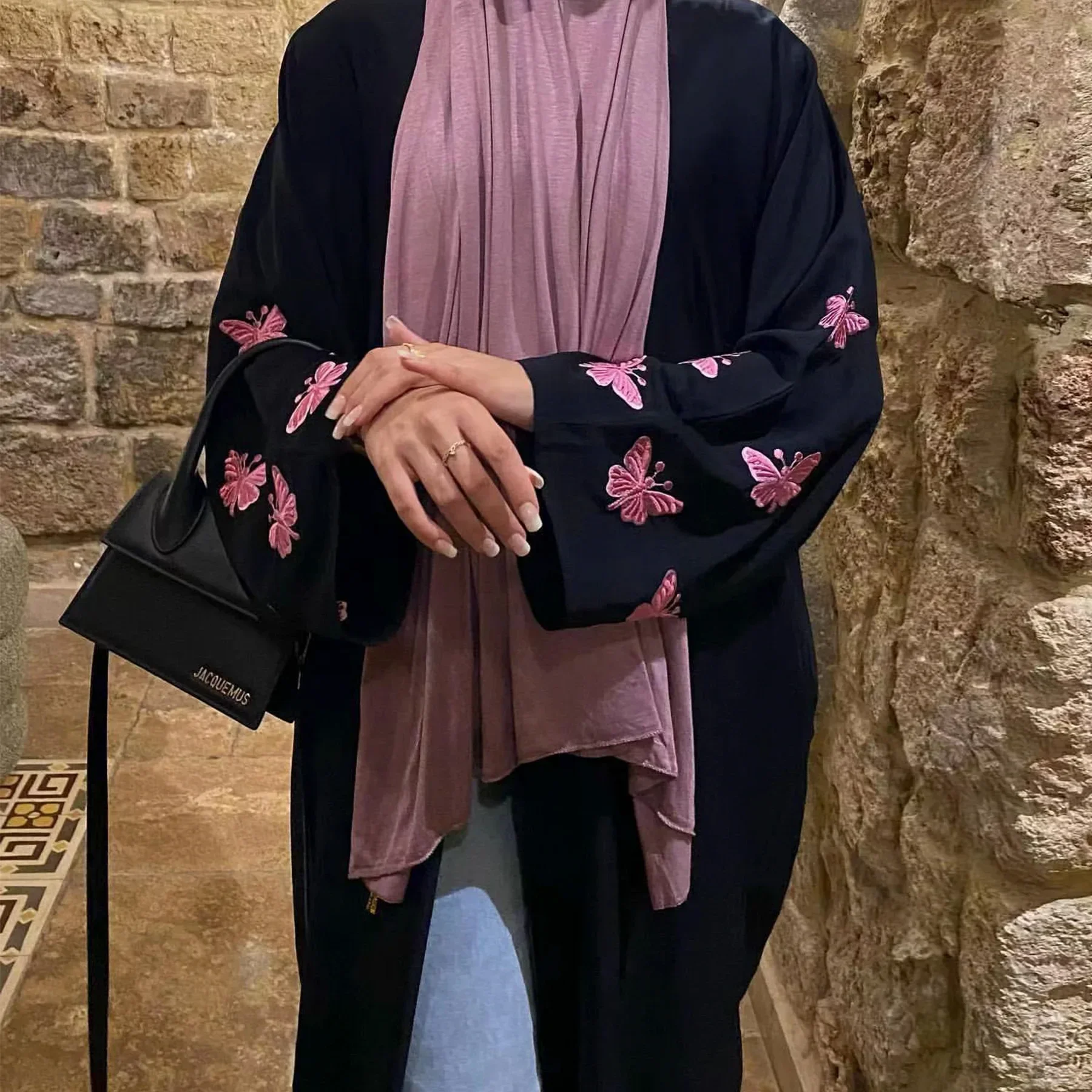 Butterfly Embroidery Kimono Abaya with Pockets Nida Muslim Abayas for Women Dubai Luxury Turkey Ramadan Islamic Clothing Kaftan Butterfly Embroidery Kimono Abaya with Pockets Nida Muslim Abayas for Women Dubai Luxury Turkey Ramadan Islamic Clothing Kaftan