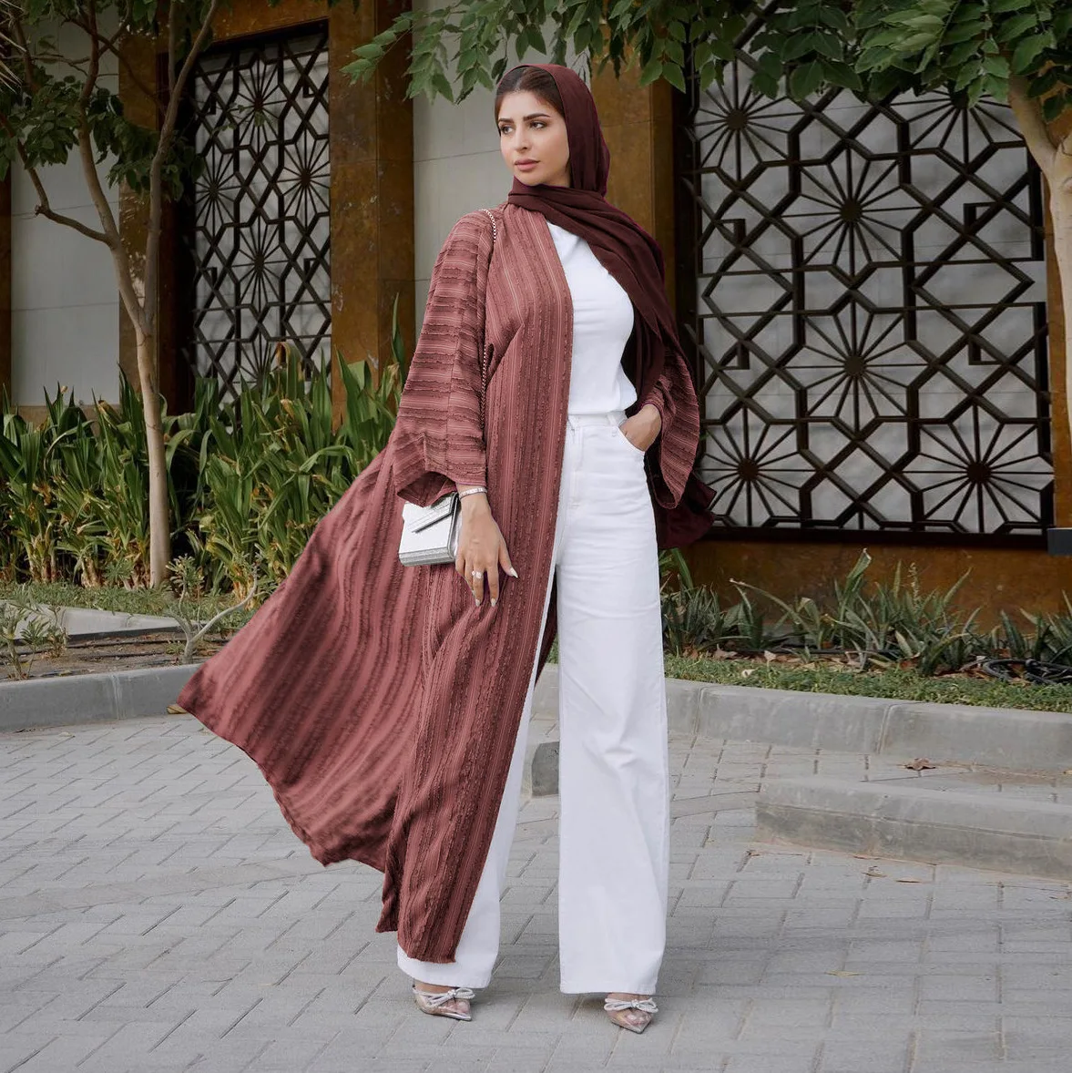 Knit Cardigan Abaya Muslim Coat Women Open Abayas Dubai Islamic Fashion Clothes Ropa Arabe Turkish Tunic Kimono Femme Musulmane