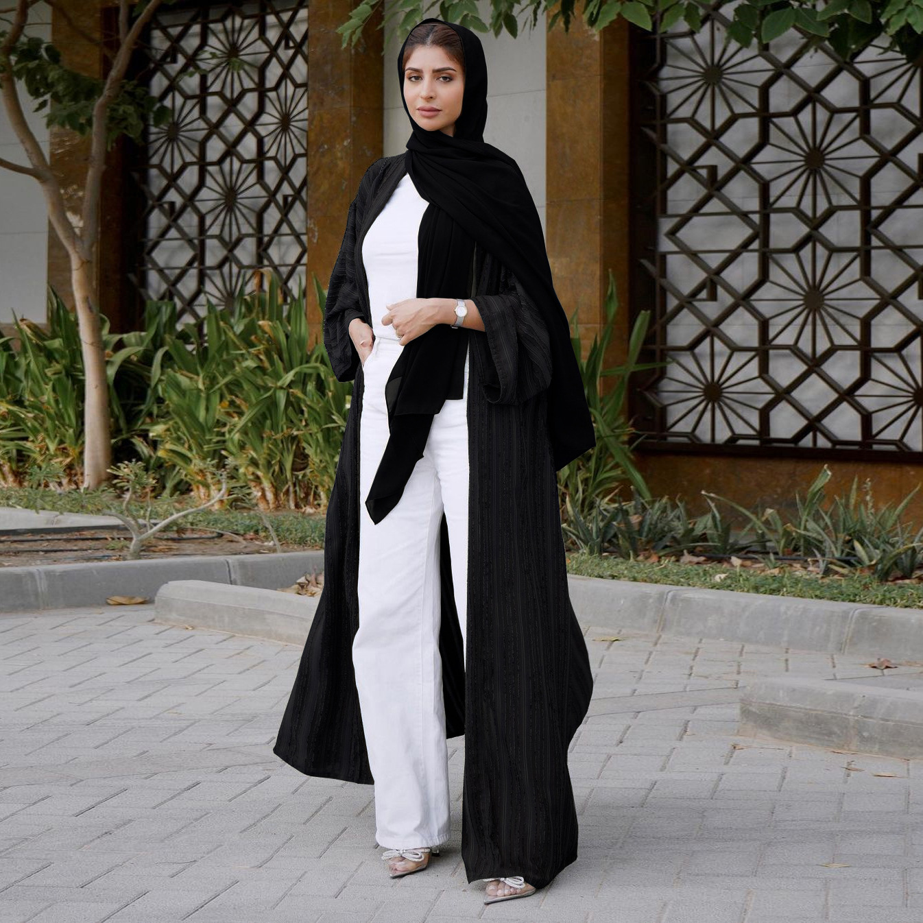 Knit Cardigan Abaya Muslim Coat Women Open Abayas Dubai Islamic Fashion Clothes Ropa Arabe Turkish Tunic Kimono Femme Musulmane
