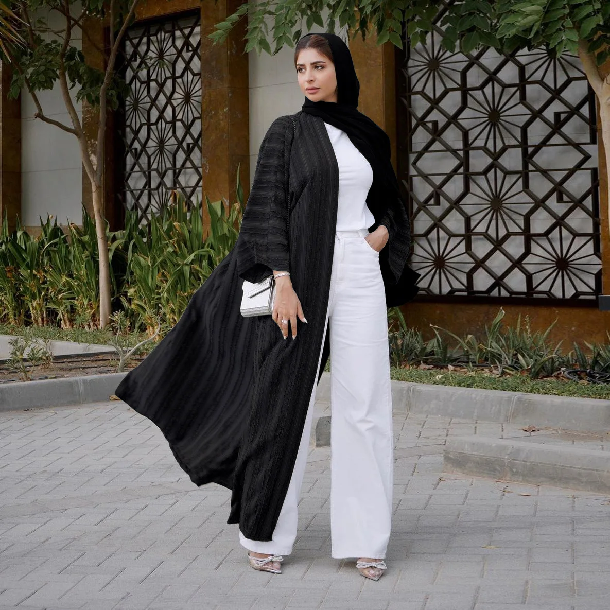 Knit Cardigan Abaya Muslim Coat Women Open Abayas Dubai Islamic Fashion Clothes Ropa Arabe Turkish Tunic Kimono Femme Musulmane