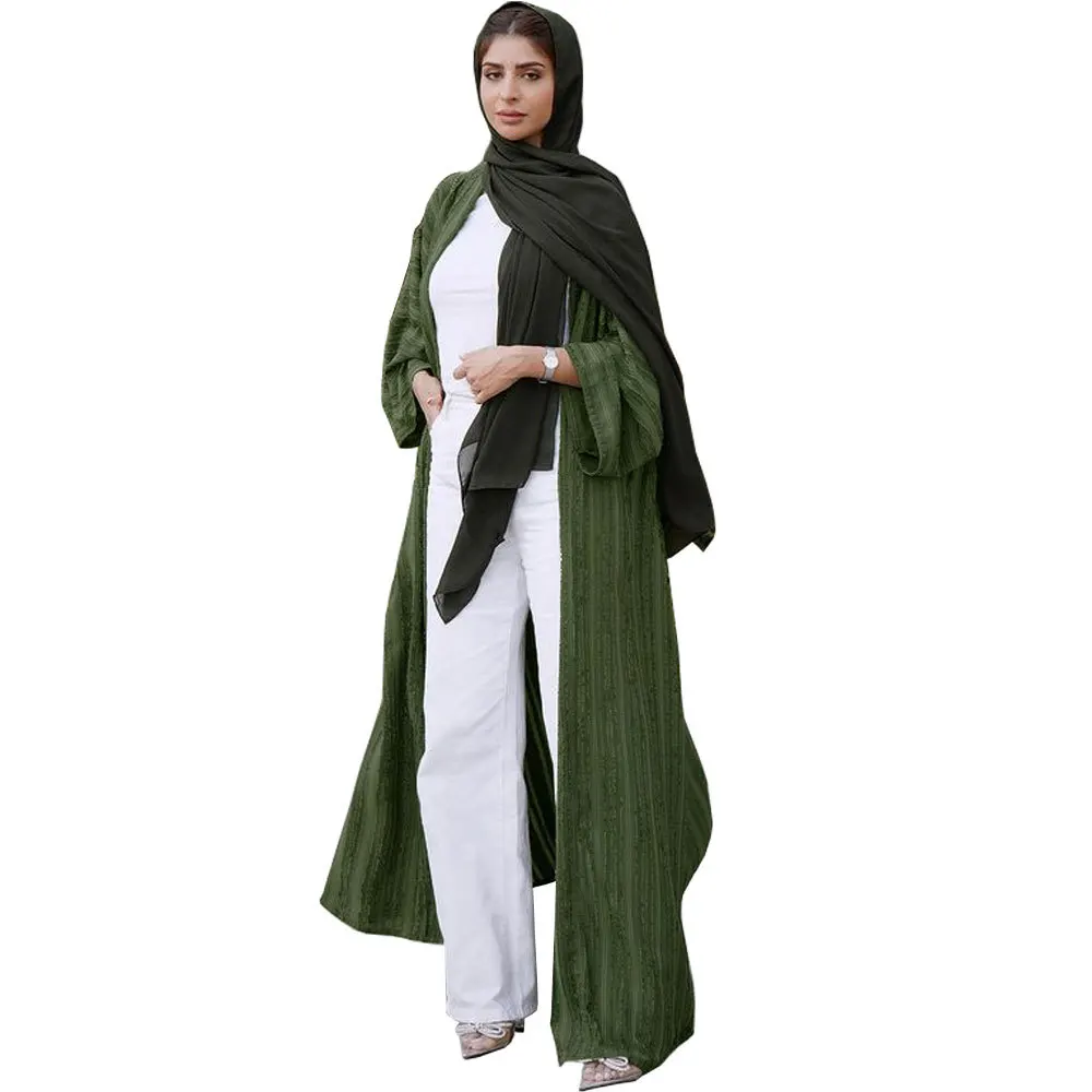 Knit Cardigan Abaya Muslim Coat Women Open Abayas Dubai Islamic Fashion Clothes Ropa Arabe Turkish Tunic Kimono Femme Musulmane