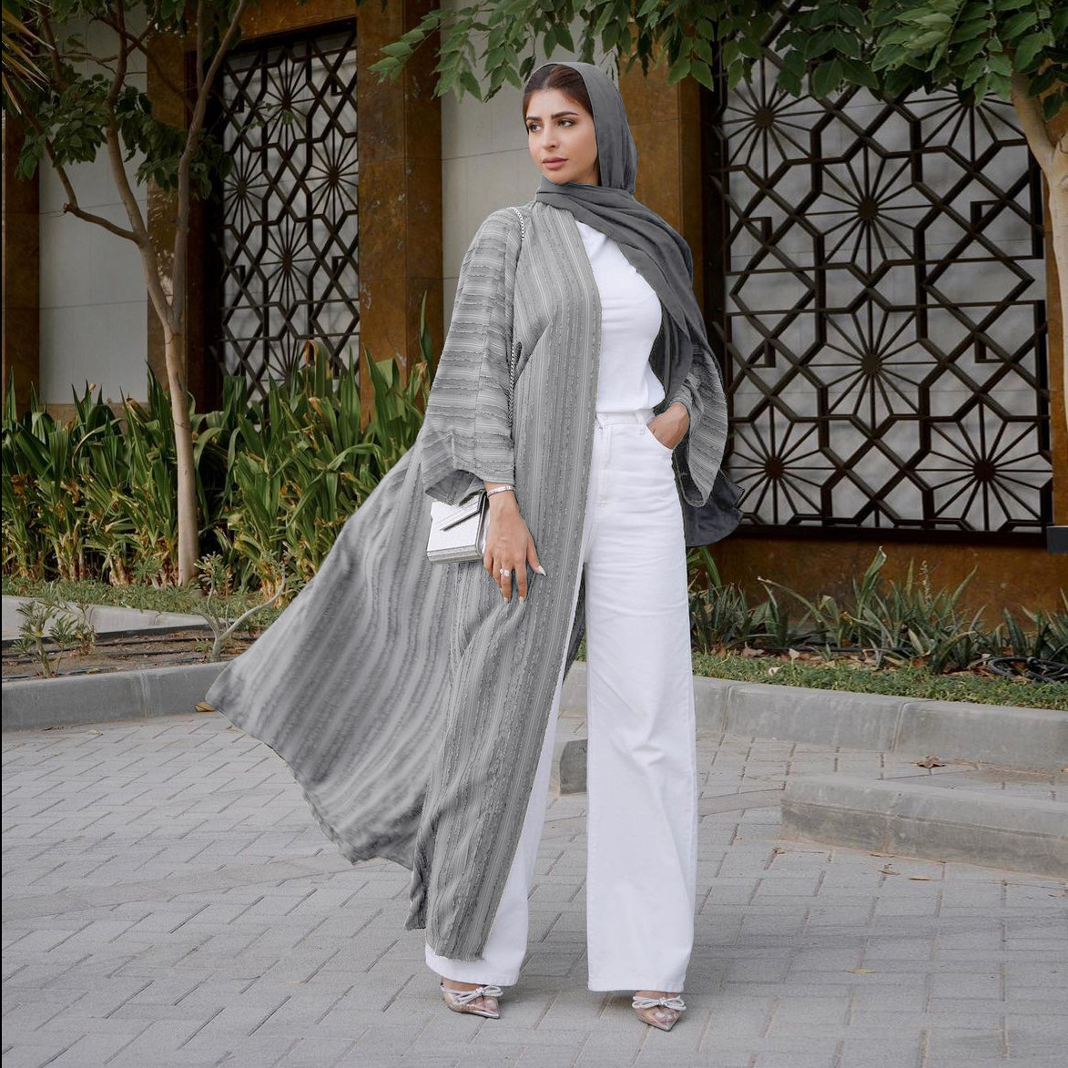 Knit Cardigan Abaya Muslim Coat Women Open Abayas Dubai Islamic Fashion Clothes Ropa Arabe Turkish Tunic Kimono Femme Musulmane