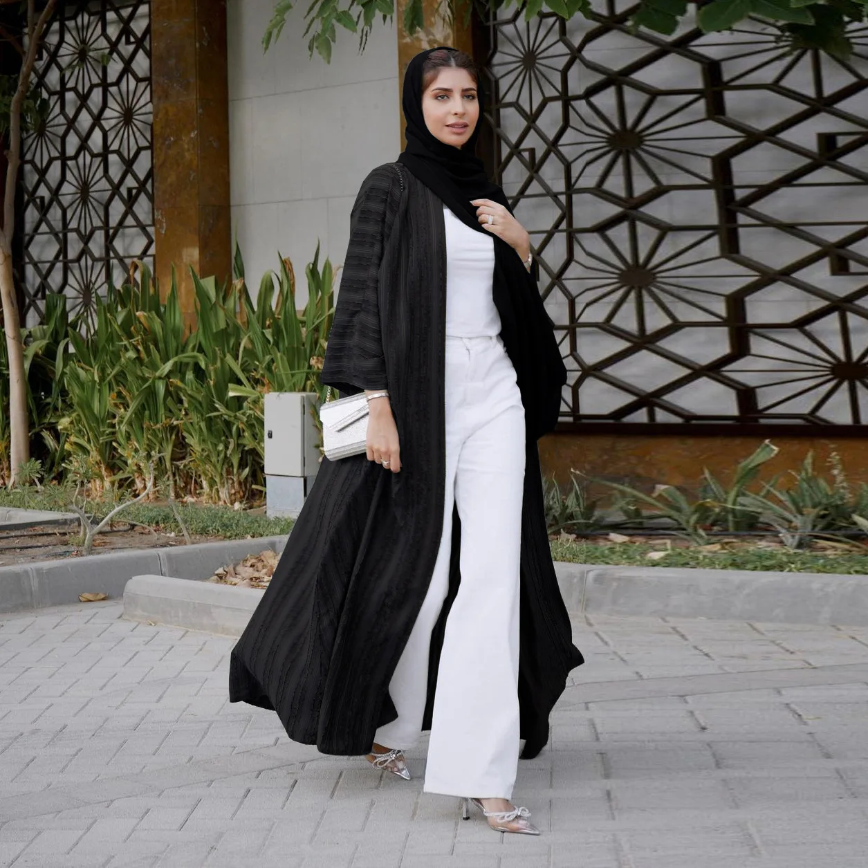 Knit Cardigan Abaya Muslim Coat Women Open Abayas Dubai Islamic Fashion Clothes Ropa Arabe Turkish Tunic Kimono Femme Musulmane