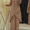 Autumn Muslim Sets Long Sleeve O-Neck turkish Blouse Wide Leg Pant Suit ZANZEA Casual Solid Women Matching Set Ladies Outfits