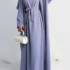 2 Piece Abaya Slip Sleeveless Hijab Dress Matching Muslim Sets Plain Open Abayas for Women Dubai Turkey African Islamic Clothing