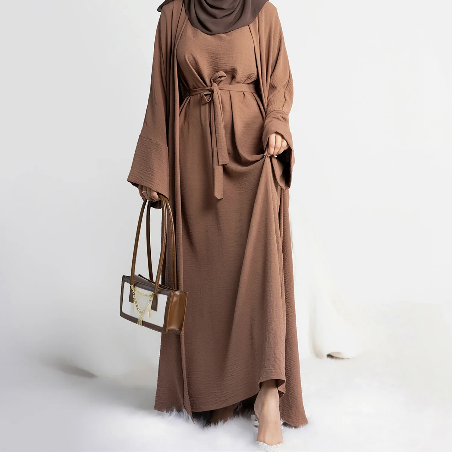 2 Piece Abaya Slip Sleeveless Hijab Dress Matching Muslim Sets Plain Open Abayas for Women Dubai Turkey African Islamic Clothing 2 Piece Abaya Slip Sleeveless Hijab Dress Matching Muslim Sets Plain Open Abayas for Women Dubai Turkey African Islamic Clothing