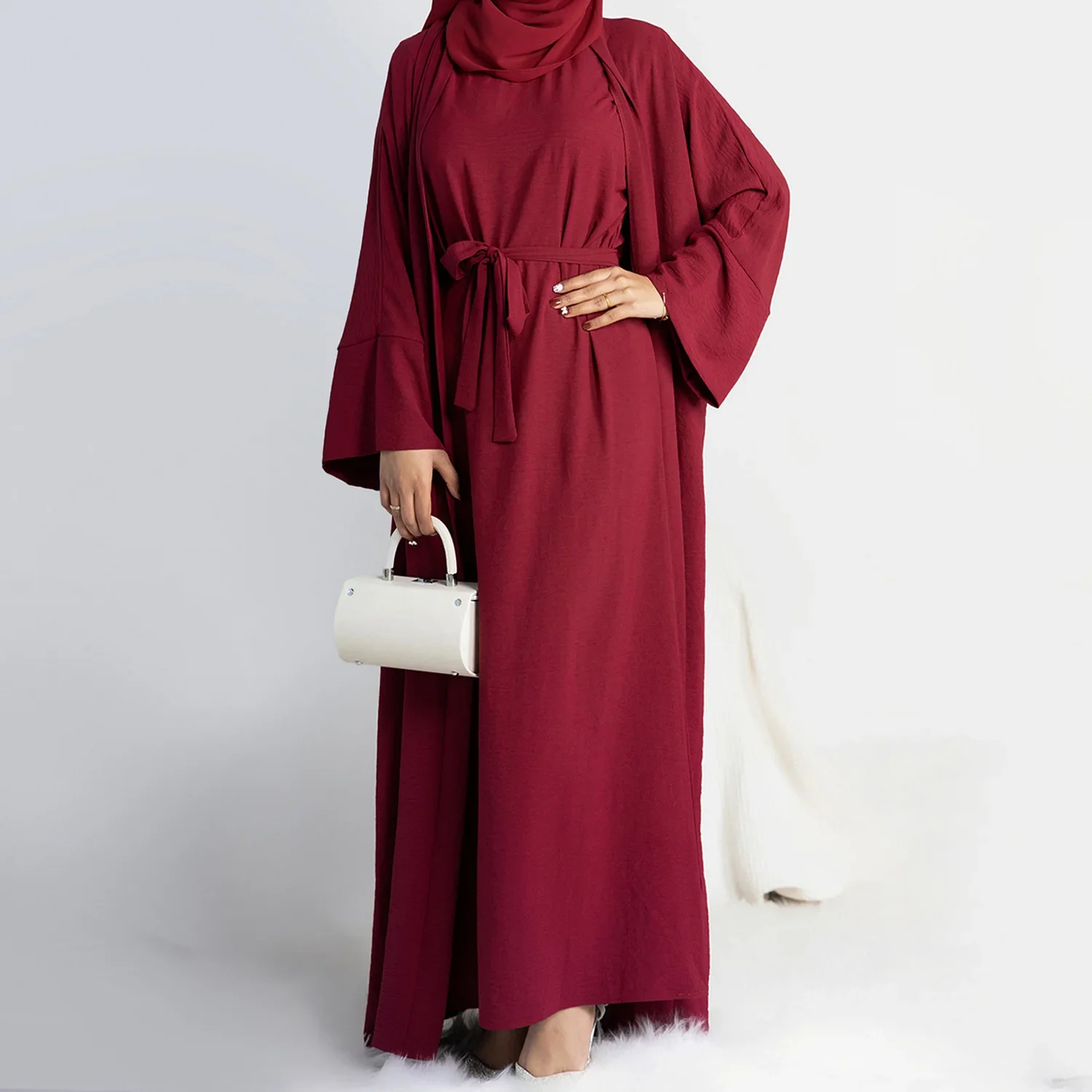 2 Piece Abaya Slip Sleeveless Hijab Dress Matching Muslim Sets Plain Open Abayas for Women Dubai Turkey African Islamic Clothing 2 Piece Abaya Slip Sleeveless Hijab Dress Matching Muslim Sets Plain Open Abayas for Women Dubai Turkey African Islamic Clothing