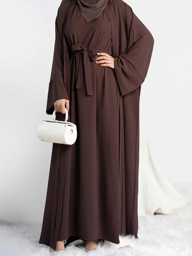 2 Piece Abaya Slip Sleeveless Hijab Dress Matching Muslim Sets Plain Open Abayas for Women Dubai Turkey African Islamic Clothing 2 Piece Abaya Slip Sleeveless Hijab Dress Matching Muslim Sets Plain Open Abayas for Women Dubai Turkey African Islamic Clothing