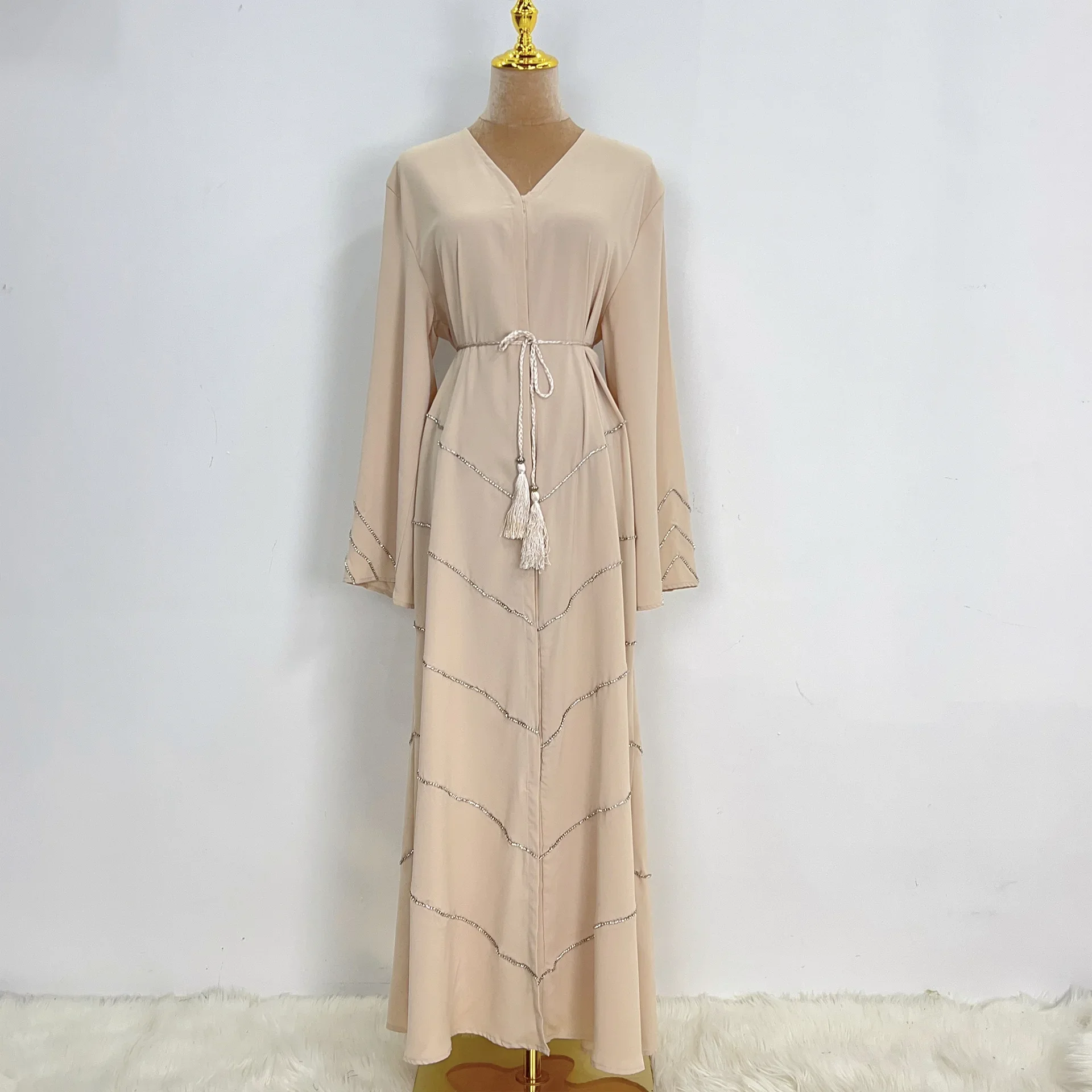 Ramadan Muslim Kimono Abaya Dubai Summer Party Elegant Hijab Dress Beaded Open Abayas for Women Turkey Dresses Islam Kaftan Robe Ramadan Muslim Kimono Abaya Dubai Summer Party Elegant Hijab Dress Beaded Open Abayas for Women Turkey Dresses Islam Kaftan Robe