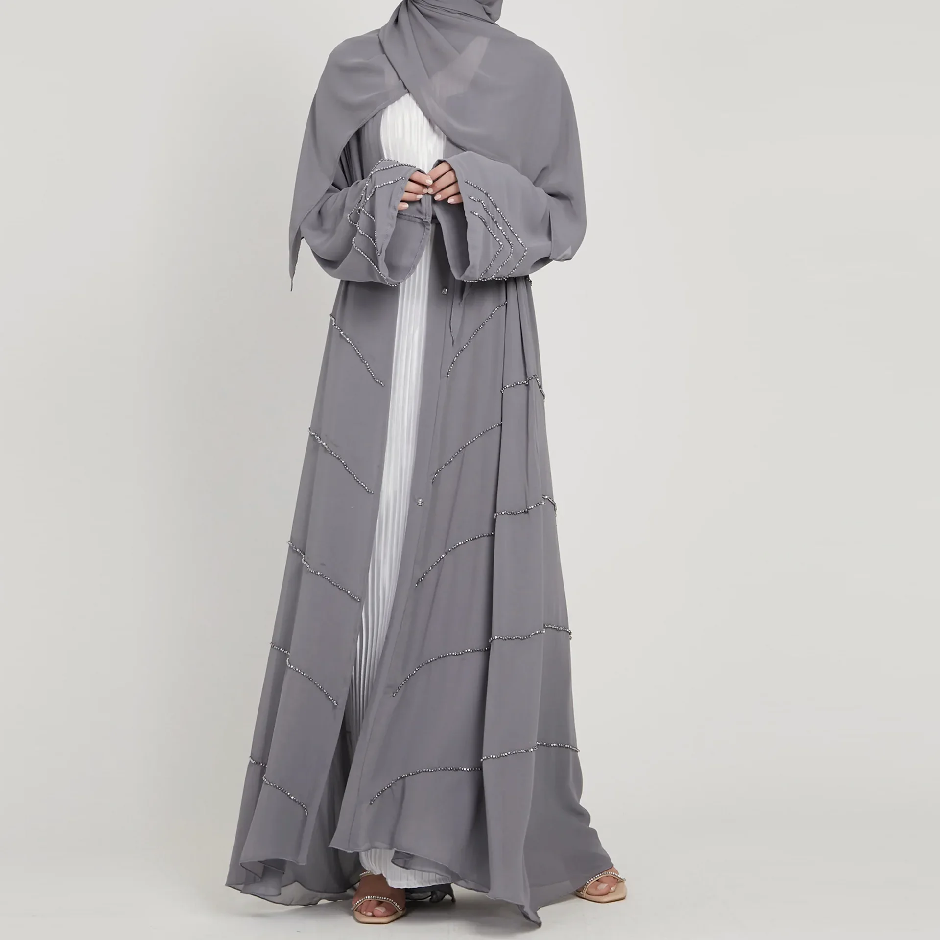 Ramadan Muslim Kimono Abaya Dubai Summer Party Elegant Hijab Dress Beaded Open Abayas for Women Turkey Dresses Islam Kaftan Robe Ramadan Muslim Kimono Abaya Dubai Summer Party Elegant Hijab Dress Beaded Open Abayas for Women Turkey Dresses Islam Kaftan Robe