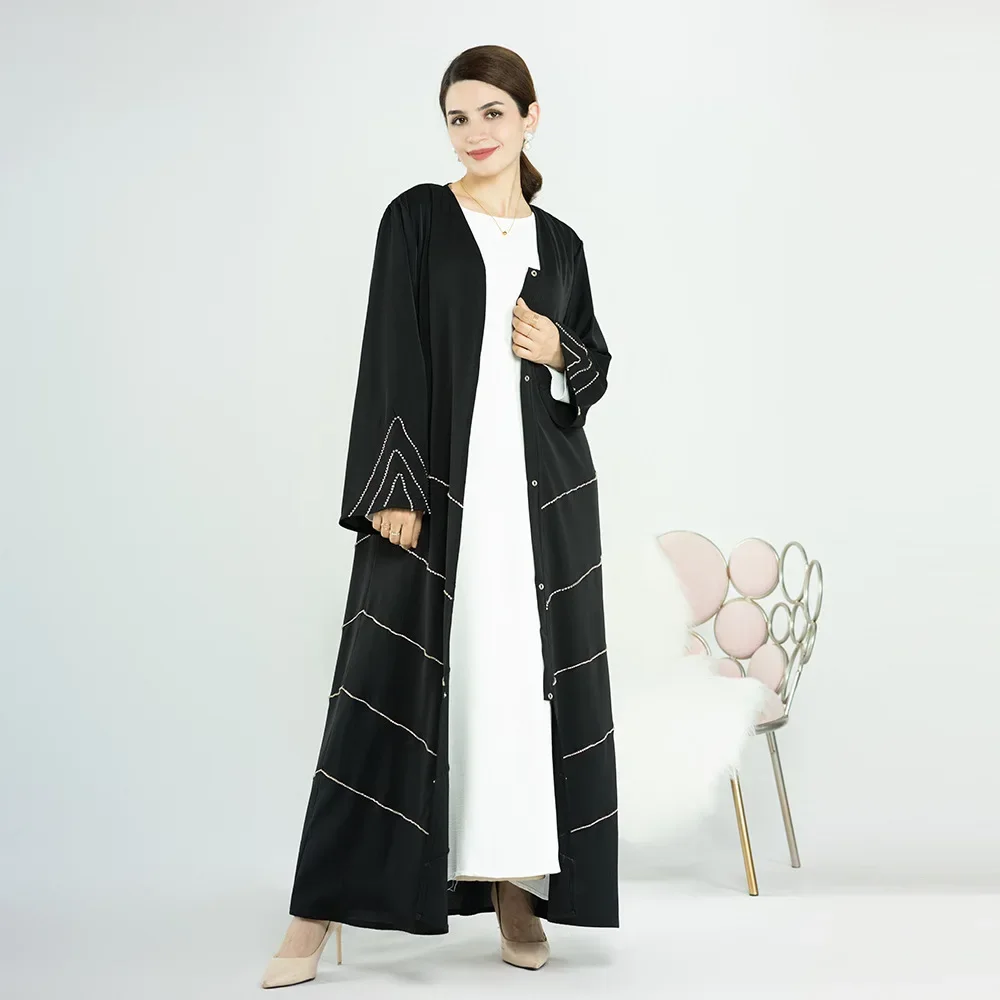 Ramadan Muslim Kimono Abaya Dubai Summer Party Elegant Hijab Dress Beaded Open Abayas for Women Turkey Dresses Islam Kaftan Robe Ramadan Muslim Kimono Abaya Dubai Summer Party Elegant Hijab Dress Beaded Open Abayas for Women Turkey Dresses Islam Kaftan Robe