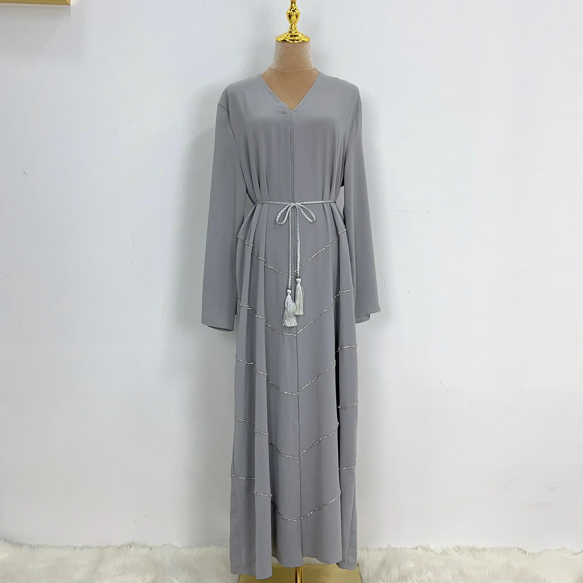 Ramadan Muslim Kimono Abaya Dubai Summer Party Elegant Hijab Dress Beaded Open Abayas for Women Turkey Dresses Islam Kaftan Robe Ramadan Muslim Kimono Abaya Dubai Summer Party Elegant Hijab Dress Beaded Open Abayas for Women Turkey Dresses Islam Kaftan Robe