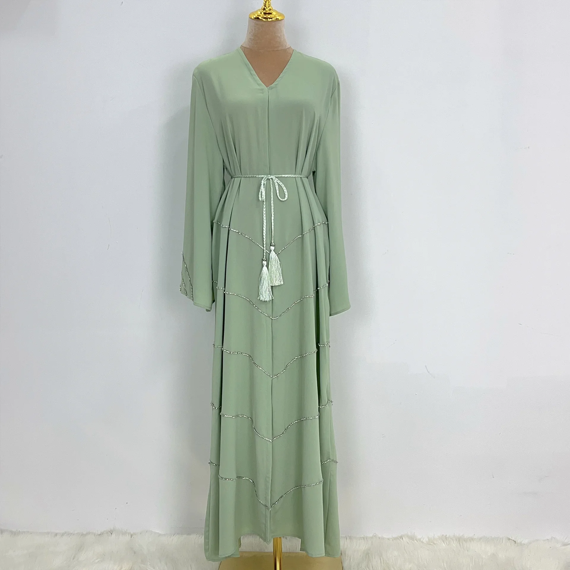 Ramadan Muslim Kimono Abaya Dubai Summer Party Elegant Hijab Dress Beaded Open Abayas for Women Turkey Dresses Islam Kaftan Robe Ramadan Muslim Kimono Abaya Dubai Summer Party Elegant Hijab Dress Beaded Open Abayas for Women Turkey Dresses Islam Kaftan Robe