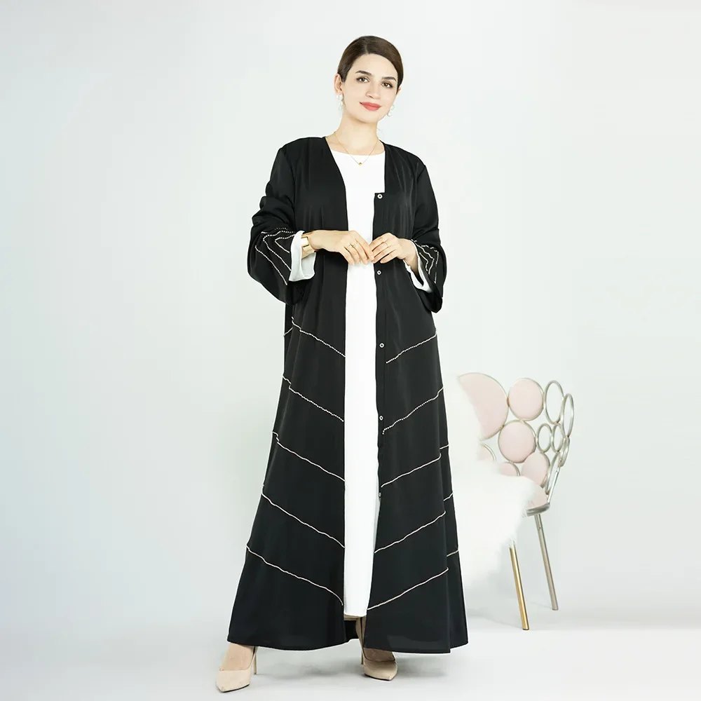 Ramadan Muslim Kimono Abaya Dubai Summer Party Elegant Hijab Dress Beaded Open Abayas for Women Turkey Dresses Islam Kaftan Robe Ramadan Muslim Kimono Abaya Dubai Summer Party Elegant Hijab Dress Beaded Open Abayas for Women Turkey Dresses Islam Kaftan Robe
