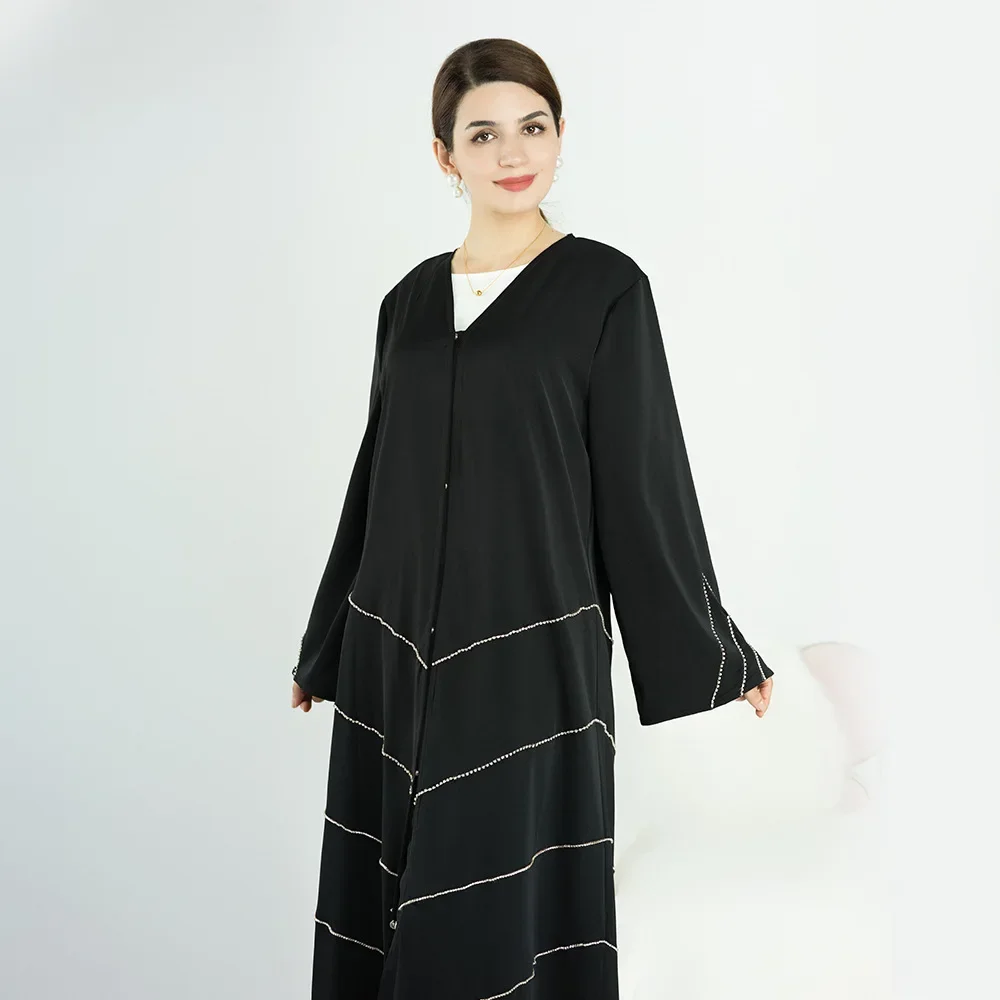 Ramadan Muslim Kimono Abaya Dubai Summer Party Elegant Hijab Dress Beaded Open Abayas for Women Turkey Dresses Islam Kaftan Robe Ramadan Muslim Kimono Abaya Dubai Summer Party Elegant Hijab Dress Beaded Open Abayas for Women Turkey Dresses Islam Kaftan Robe